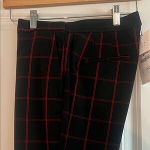 Zara Black and Red Plaid Cropped Pants NWT